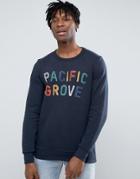 Pull & Bear Sweatshirt With Pacific Grove Slogan - Navy