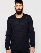 Only & Sons Chunky Textured Knitted Sweater - Navy Nights Sky