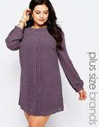 Koko Plus Shift Dress With Pleat Front - Purple