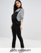 Asos Maternity Denim Skinny Overall With D-rings In Washed Black - Black
