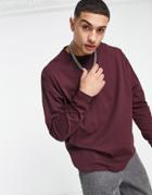 Asos Design Organic Oversized Long Sleeve T-shirt In Burgundy-red