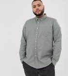Asos Design Plus Slim Oxford Shirt With Button Down Collar In Light Green - Green