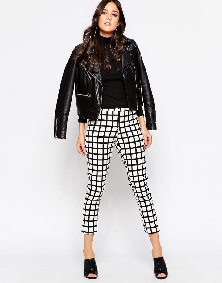 Ax Paris Tailored Pants In Grid Print - Multi
