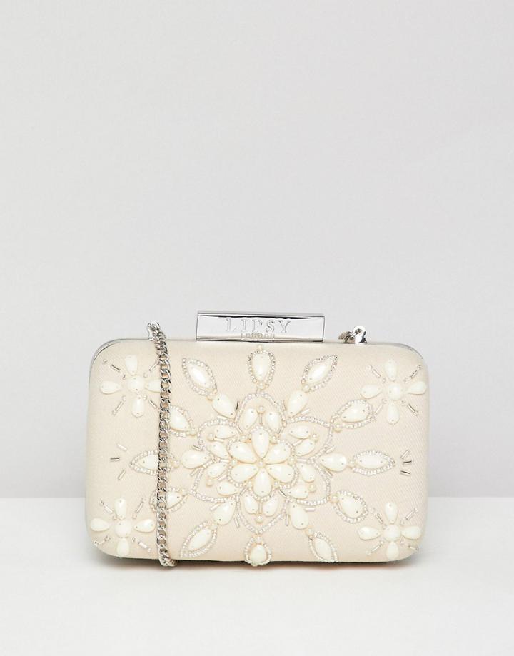 Lipsy Beaded Box Clutch Bag - Pink