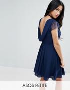 Asos Petite Occasion Lace Cowl Back Mini Dress - Navy