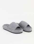 Asos Design Slipper Slider In Gray Toweling-grey