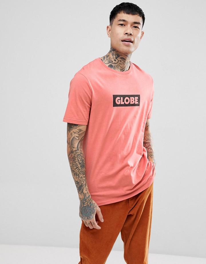 Globe T-shirt With Box Logo In Coral - Orange