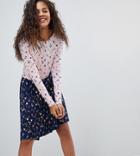 Asos Design Tall Mixed Print Tea Dress With V Back - Multi