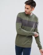 New Look Color Block Sweater In Khaki And Gray - Green