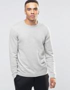 Asos Crew Neck Sweater In Gray Marl Cotton - Gray Marl