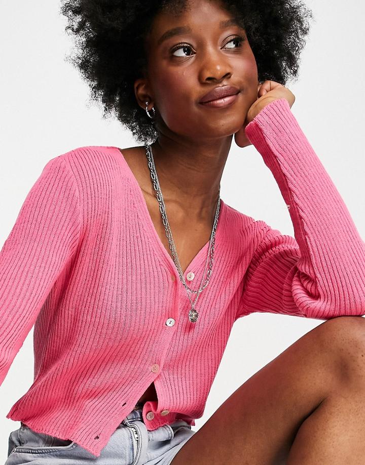 Daisy Street 90's Cropped Cardigan-pink