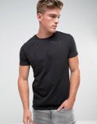Threadbare Eagle Embroidered Shoulder T-shirt - Black