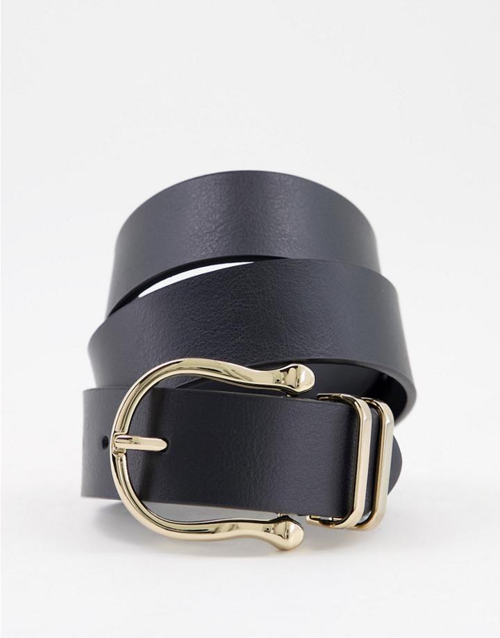 Asos Design Half Moon Buckle Waist And Hip Jeans Belt In Black