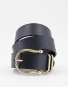 Asos Design Half Moon Buckle Waist And Hip Jeans Belt In Black