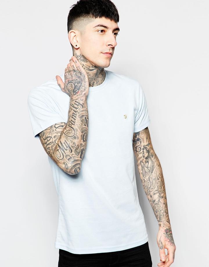 Farah T-shirt With F Logo Slim Fit Exclusive - Blue Heath