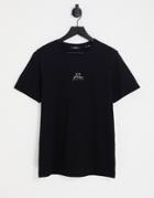 Jack & Jones Premium Logo Textured T-shirt In Black