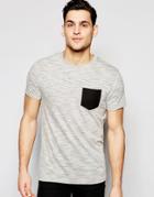 Bellfield Crew Neck T-shirt With Contrast Front Pocket - Gray