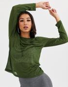 Asos 4505 Icon Long Sleeve Train Top-green