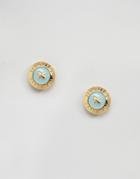 Ted Baker Gold & Sage Eisley Enamel Mini Button Earrings - Gold