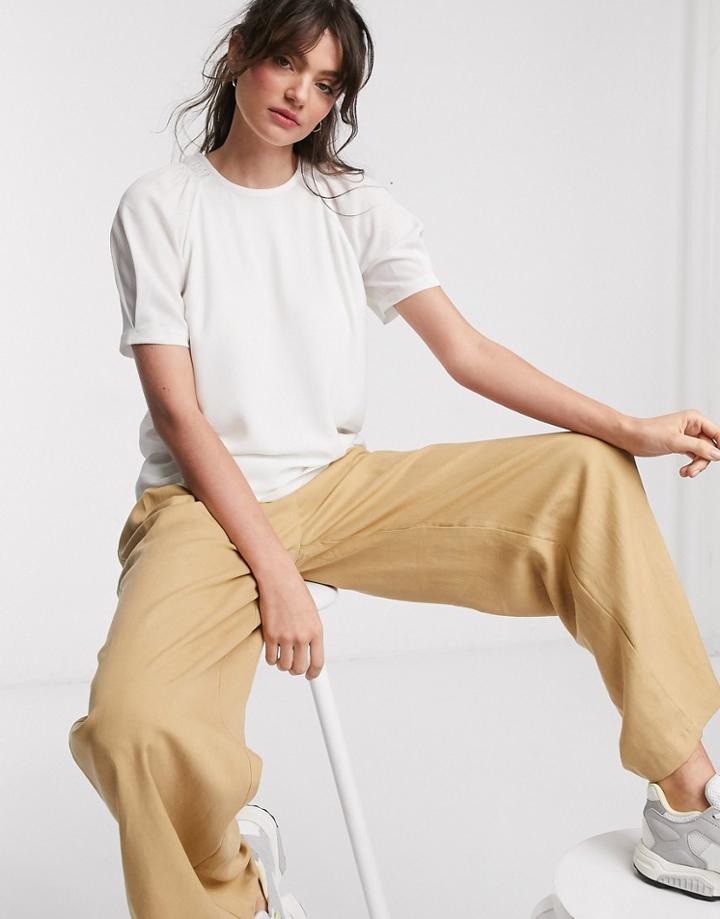 Whistles Smocked Shoulder Shell Top In Ivory-white