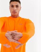 Asos 4505 Icon Running Long Sleeve T-shirt With Step Hem And Mesh Panels-orange