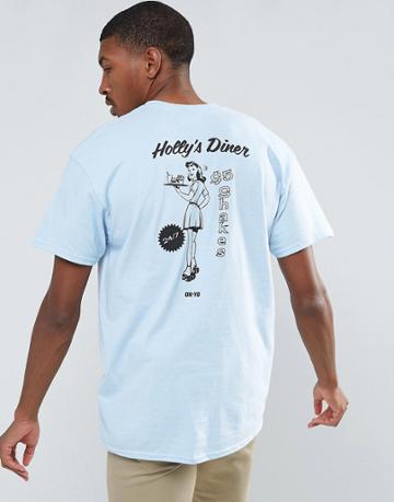 Ok-yo Diner Back Print Oversized T-shirt - Blue