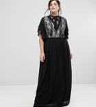 Tfnc Plus Highneck Maxi Dress With Top Lace Insert - Black