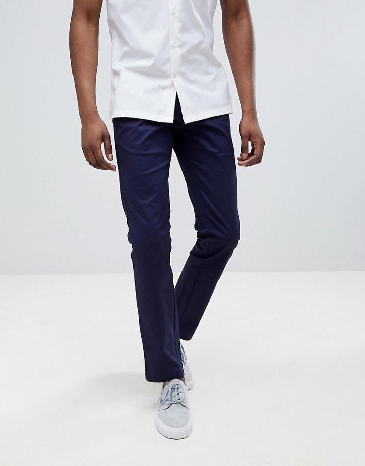 Moss London Stretch Skinny Chino In Navy