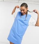 Collusion Drop Armhole Mini Tank Sweatshirt Dress In Blue-blues