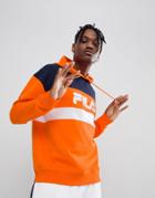 Fila Black Line Panel Hoodie In Orange - Orange