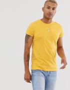 Asos Design T-shirt With Crew Neck And Roll Sleeve In Yellow