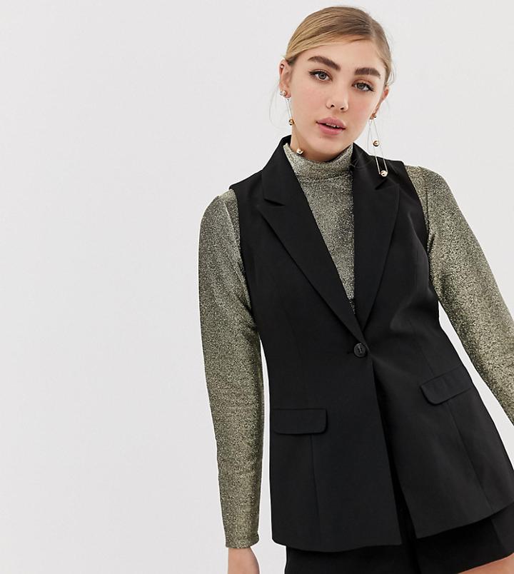 Miss Selfridge Tailored Suit Vest In Black - Black