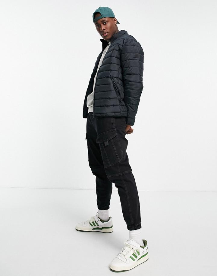 Jack & Jones Lightweight Puffer Jacket In Black