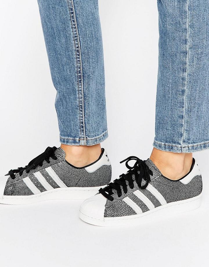 Adidas Originals Metallic Print Superstar Trainers - Black