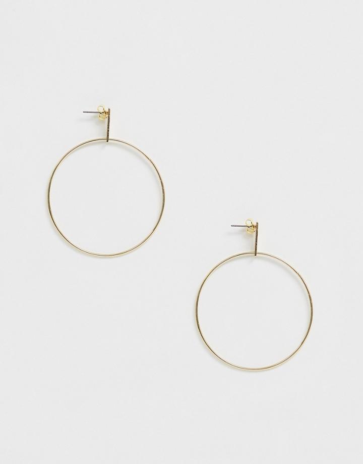 Nylon Circular Gold Earrings With Bar Post - Gold