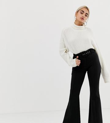 River Island Petite Flare Pants In Black - Black