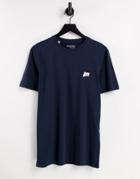 Selected Homme T-shirt With Embroidered Camera Logo In Navy In Organic Cotton
