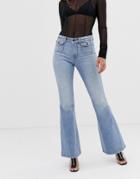 Miss Sixty Flare Jean With Front Pocket Detail - Blue