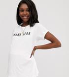 Asos Design Maternity Nursing T-shirt With Mama Bear Motif-white