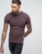 Asos Muscle Fit Crew Neck T-shirt In Brown - Brown