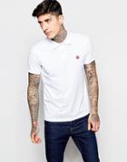 Pretty Green Polo Shirt With Polka Dot Print - White