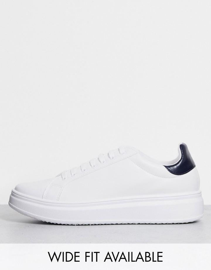 Asos Design Sneakers With Chunky Sole And Contrast Heel In White