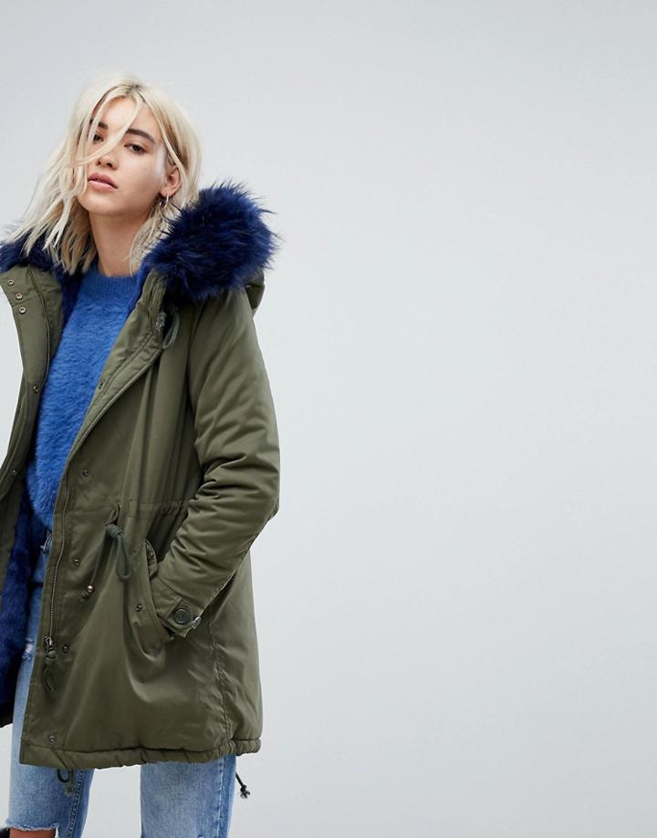 Bershka Parka Coat - Black