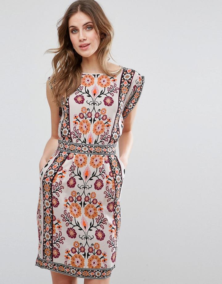 Warehouse Border Floral T Shirt Dress - Multi