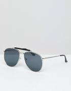 7x Aviator Sunglasses With Black Lens - Silver
