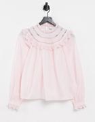 & Other Stories Organic Cotton Frill Detail Blouse In Pink