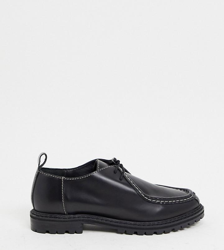 Asra Exclusive Freddie Lace Up Flat Shoes In Black Leather