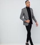 Asos Design Tall Super Skinny Texture Blazer In Black Wool Mix - Black