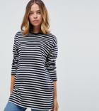 Asos Petite Long Sleeve Oversized T-shirt In Stripe - Multi