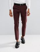 Moss London Skinny Suit Pants In Burgundy - Red